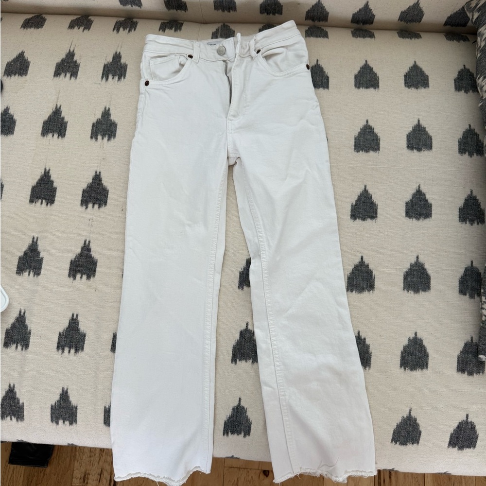 Zara Women's Straight Leg White Jeans